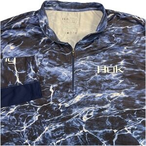 Huk Shirt Men's XL Blue‎ Mossy Oak Elements Aqua Long Sleeve 1/4 Zip Fishing